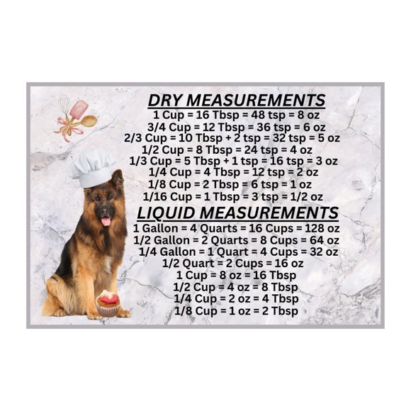 German Shepherd Dog Measuring Chart Magnet Kitchen Baking Guide - Picture 1 of 1